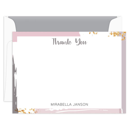 Abstract Brush Stroke Flat Thank You Note Cards